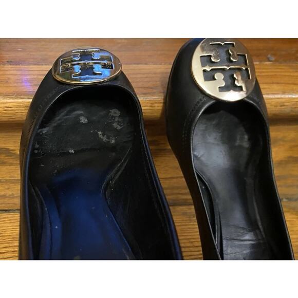 Tory Burch Amy Logo Pump Heels Shoes Womens Size 8.5M Black Leather Slip On - Picture 9 of 11